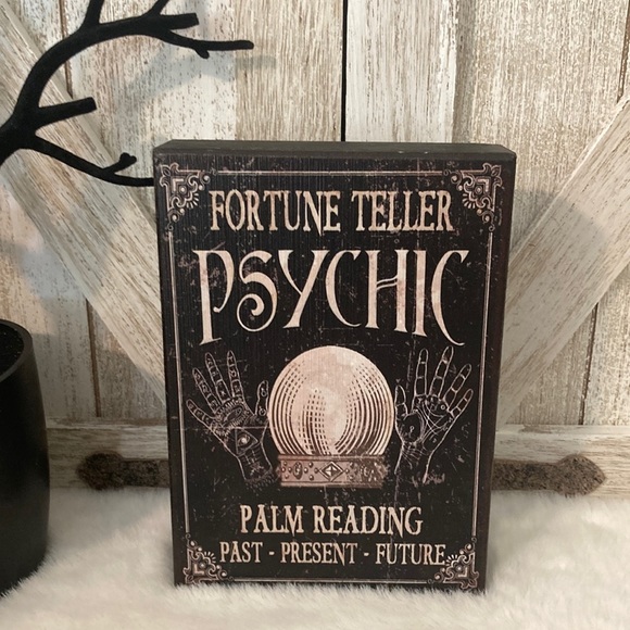 COPY - Distressed Wooden Halloween Fortune Teller Psychic Tabletop Decor - Picture 1 of 6
